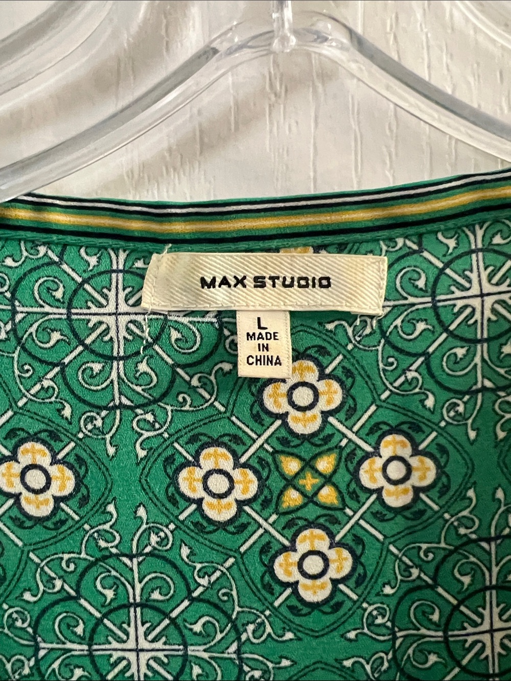 Max Studio Green Floral Tie-Front Blouse - Picture 2 of 3